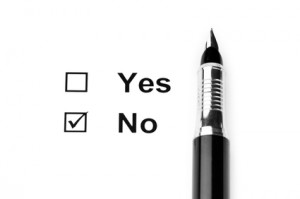 Pen and tick boxes with Yes and No options