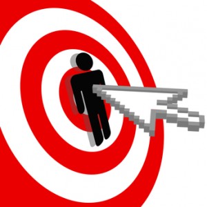 Internet arrow clicks stick figure bulls eye target