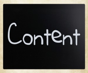 The word "Content" handwritten with white chalk on a blackboard