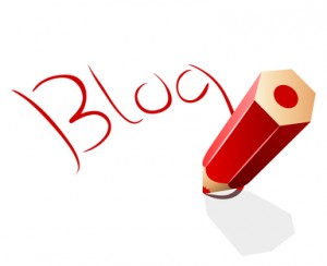Blog concept vector illustration with red pencil.
